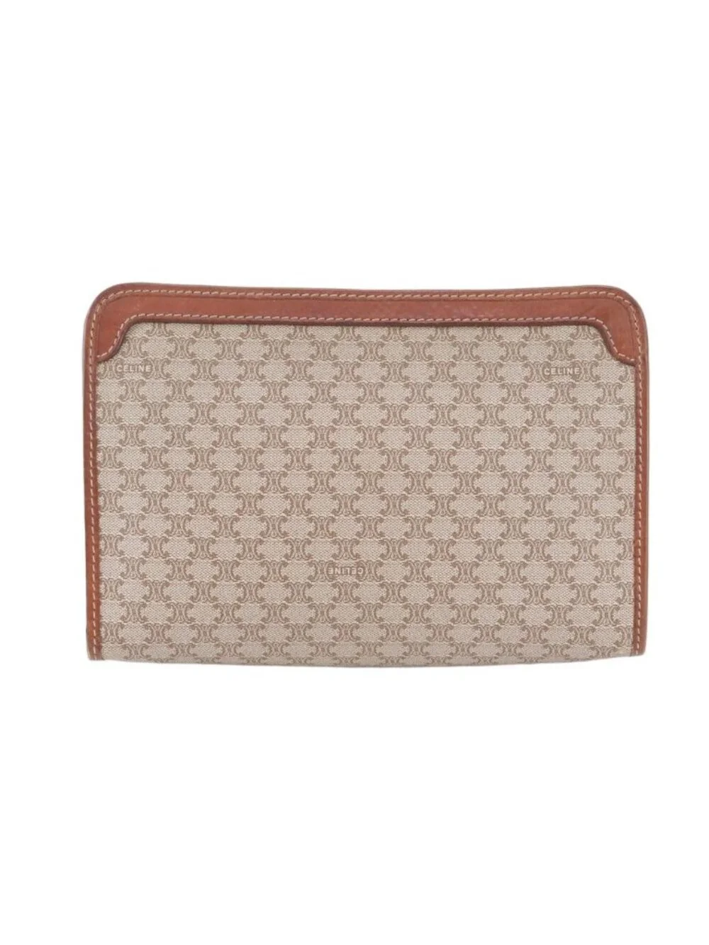 Celine Macadam Leather Clutch Pouch Brown